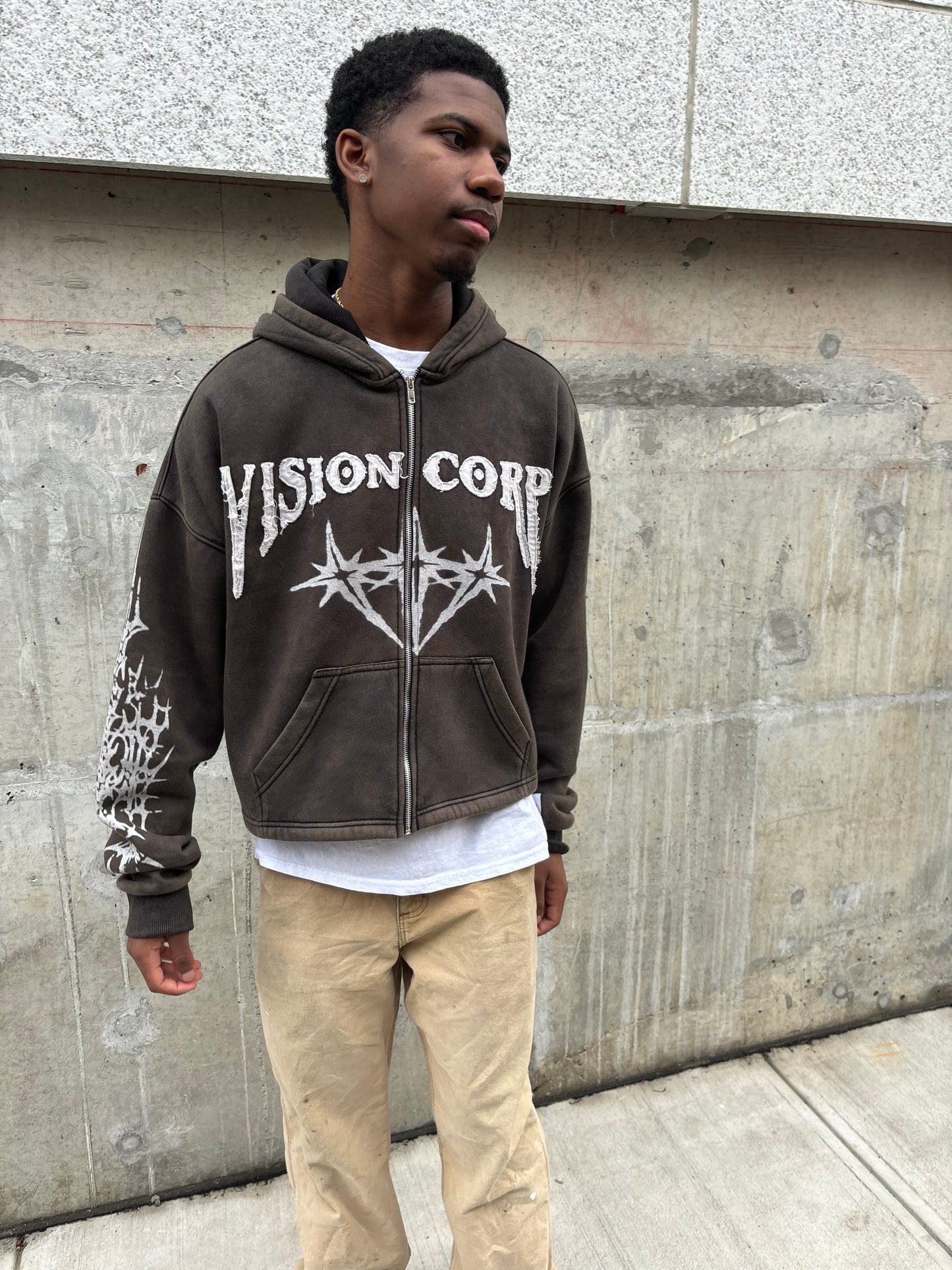 CHARCOAL "CORPORATION" ZIP-UP