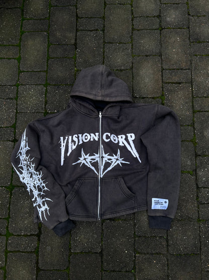 CHARCOAL "CORPORATION" ZIP-UP
