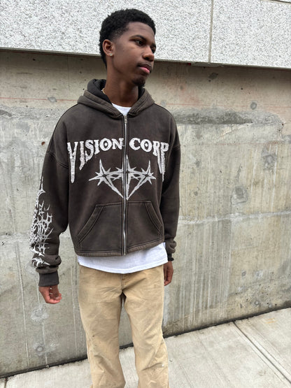CHARCOAL "CORPORATION" ZIP-UP